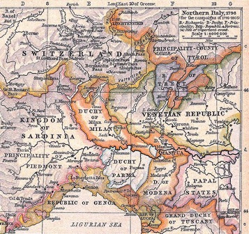 Cartina Nord Italia 1796
