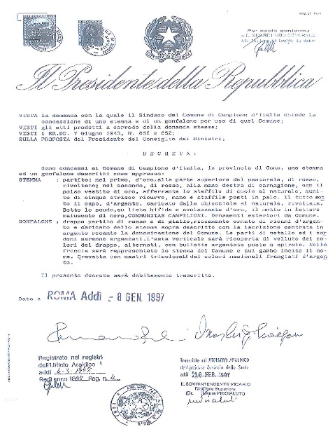 Decreto del Presidente della Repubblica del 8 gennaio 1997 