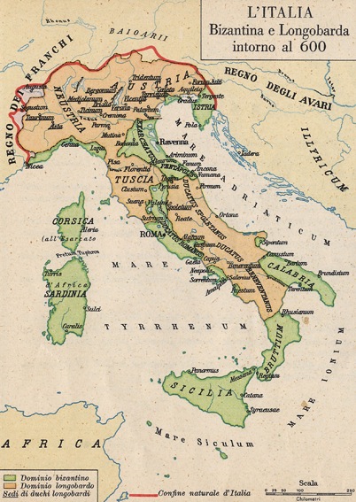 L'italia Bizantina e Longobarda intorno al 600
